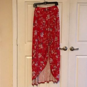 Torrid red high low skirt.